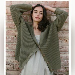 Jenni Kayne Cotton Cocoon Cardigan in Sage